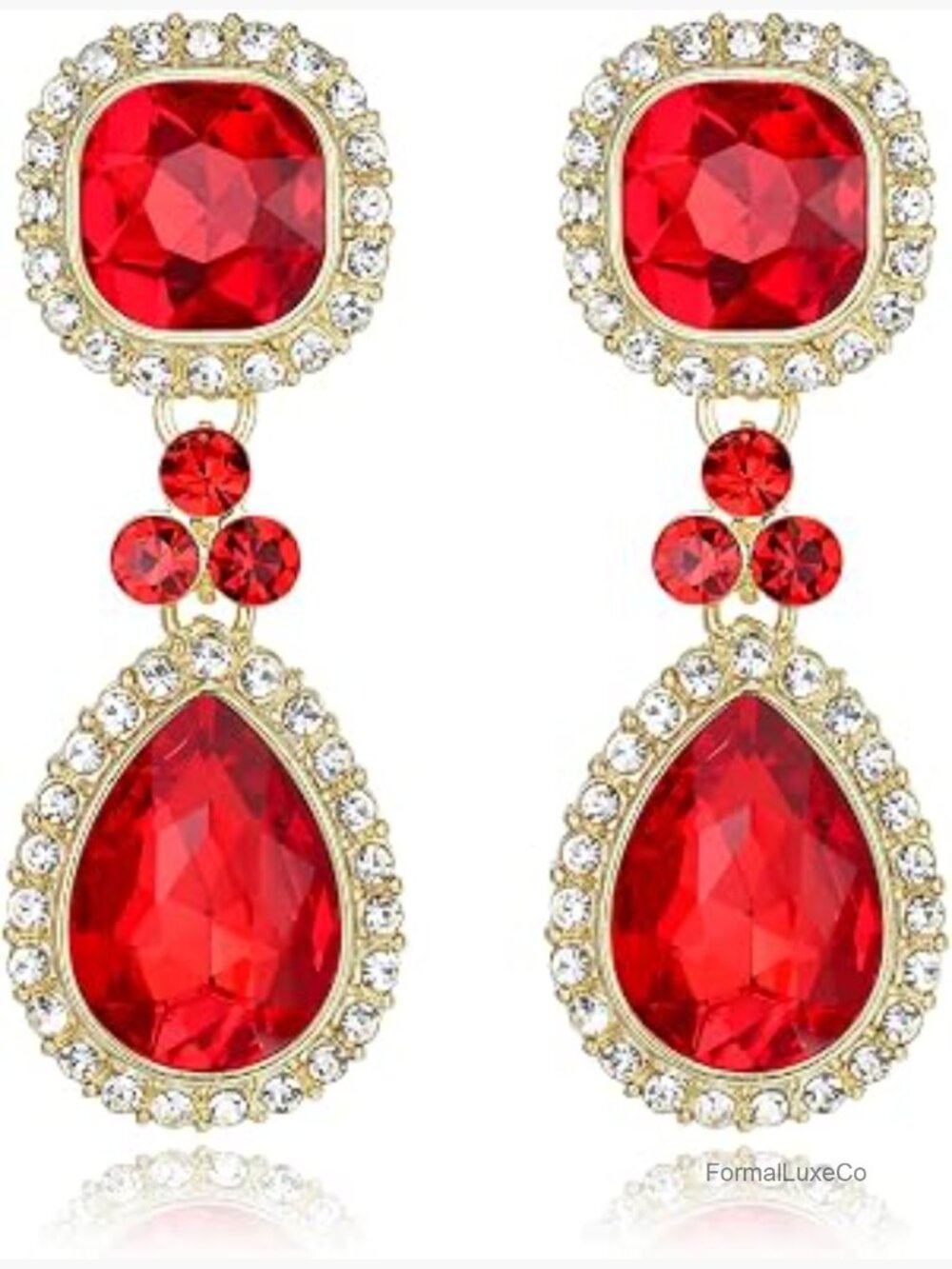Statement Teardrop Rhinestone Crystal Dangle Earrings Party Prom